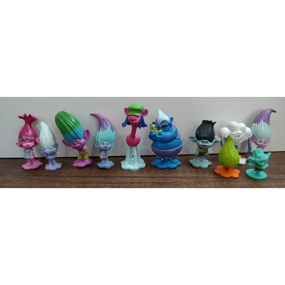 Dreamworks Trolls Mini 2" Figures Lot of 10 Toys Cake Toppers Miniatures